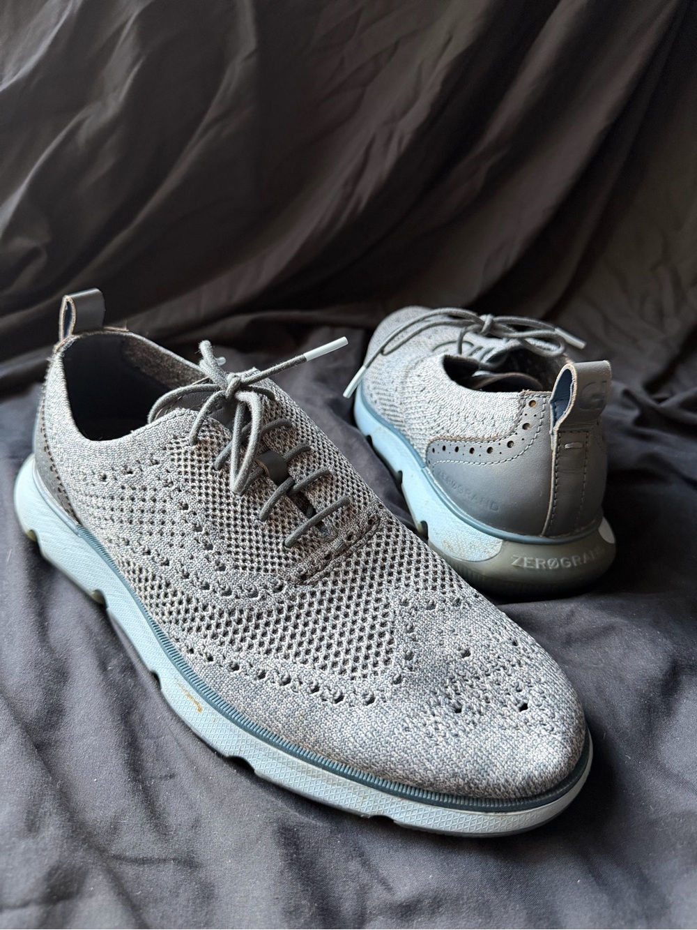 Cole Haan Light Gray Knit Wingtip Derby